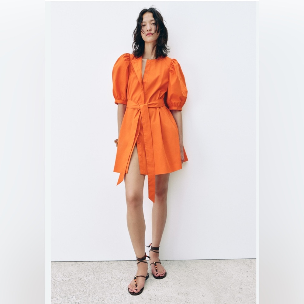 ZARA COLLECTION STRIPED POPLIN DRESS